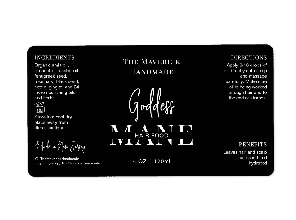 Goddess Mane Hair Food Oil 4 oz bottle